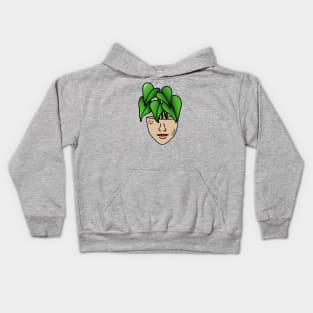 Tropical Plant Person With Face Tattoos and Septum Piercing Kids Hoodie